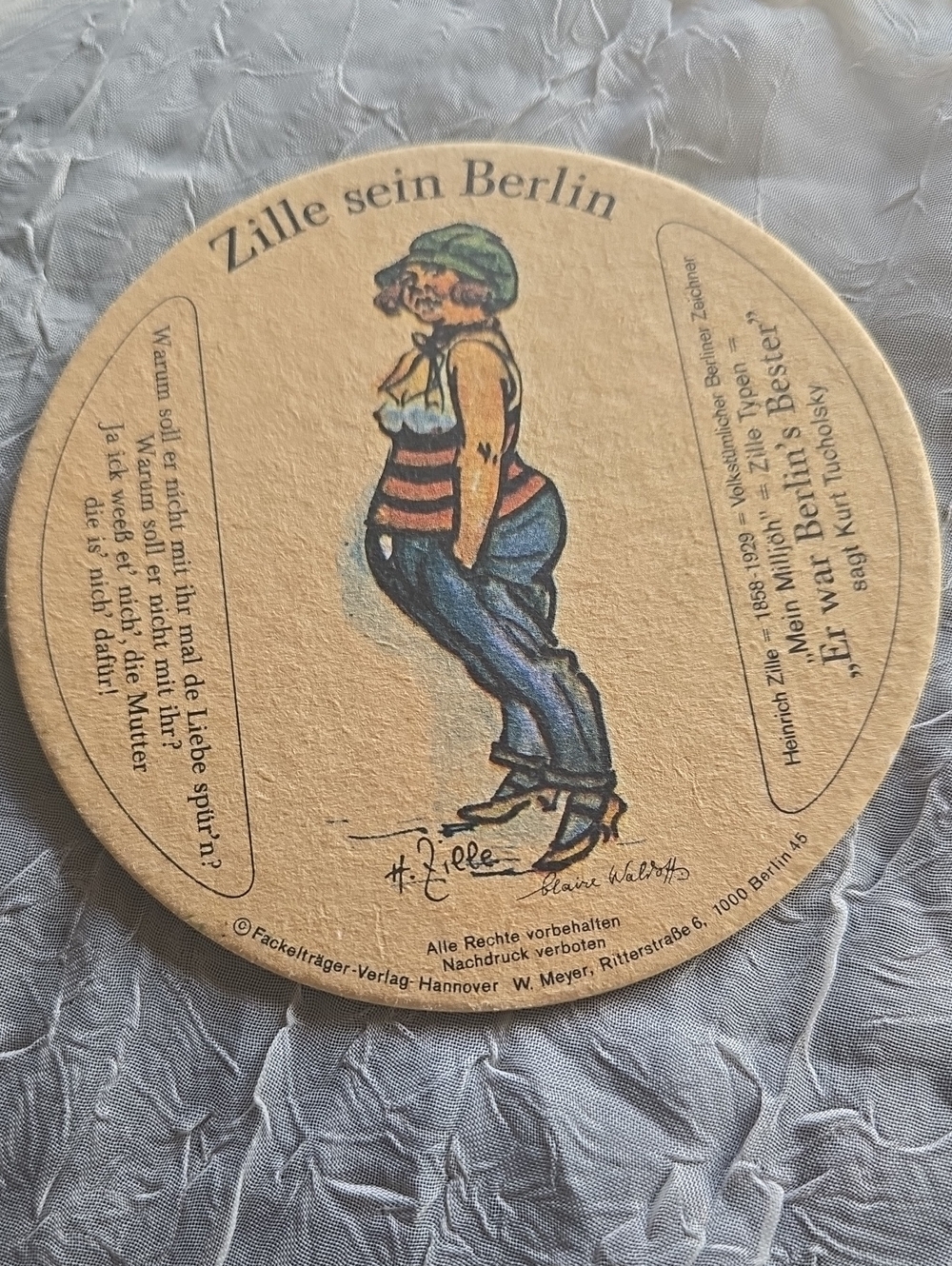 Vintage Illustrated Round Coaster with Children Illustration